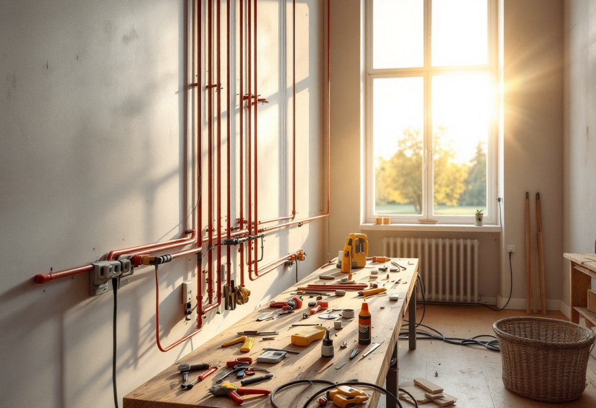 Chantier électrique propre dans une maison en construction en Belgique