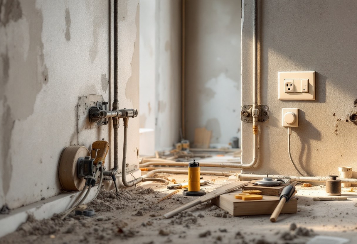 Pose de gaines électriques dans un appartement belge en rénovation