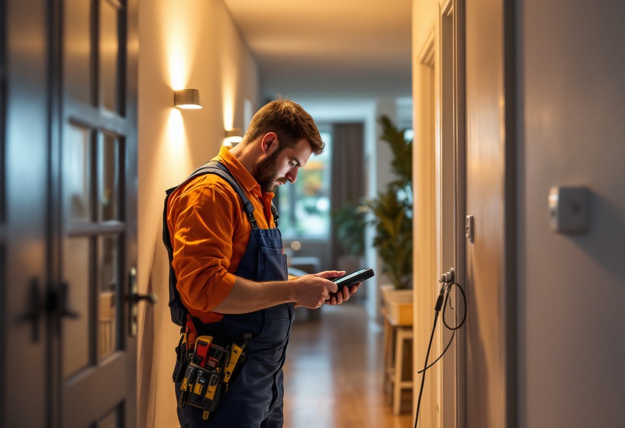 Dépannage électrique en cours dans un logement belge