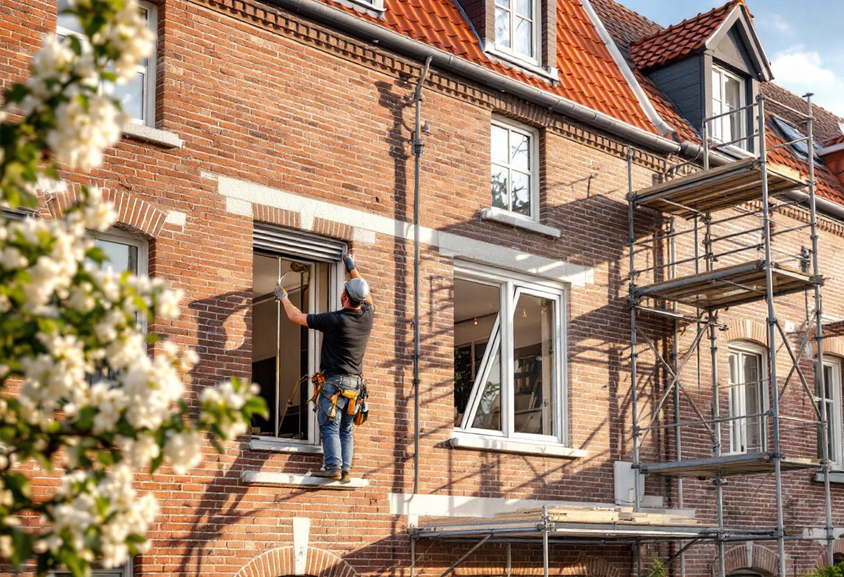 Remplacement de châssis double vitrage dans une maison belge