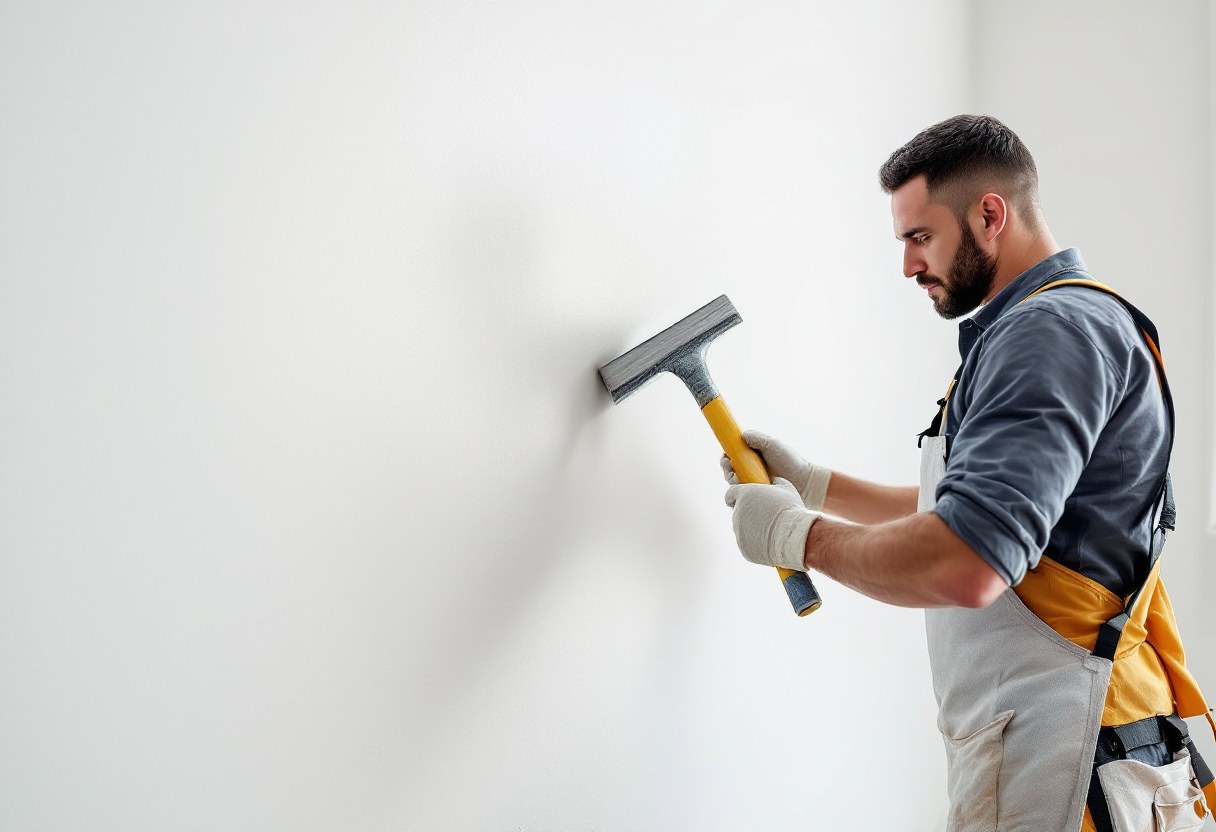 Plafonnage et lissage de murs dans un appartement belge