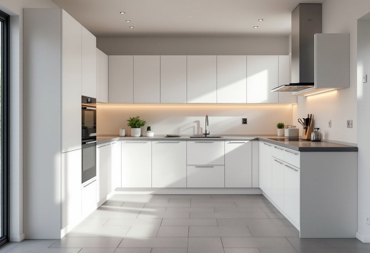 Cuisine moderne entièrement rénovée dans un appartement belge