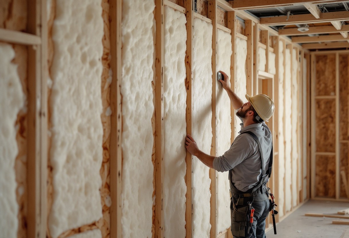 Pose d'isolant thermique dans une habitation belge