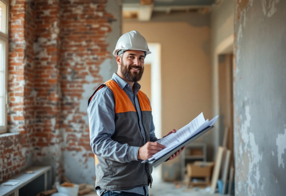 Jean Dupont, dirigeant de Demo Construction, sur un chantier de rénovation en Belgique