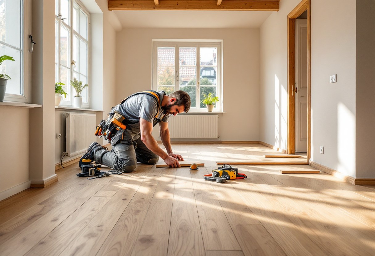 Pose de parquet en chêne dans un appartement rénové en Belgique
