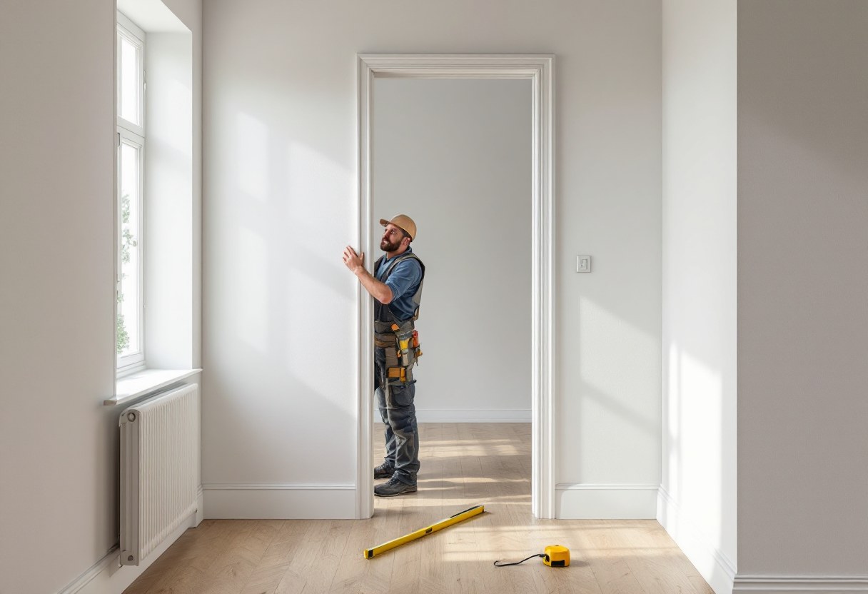 Pose de portes intérieures et châssis dans une maison rénovée en Belgique